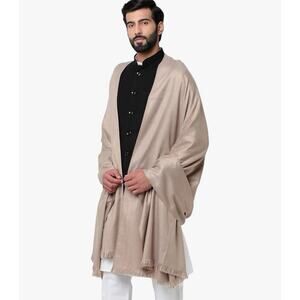 Weavers Villa Men’s Plain Woollen Lohri Shawl Beige Dhariwal Wrap MS-666